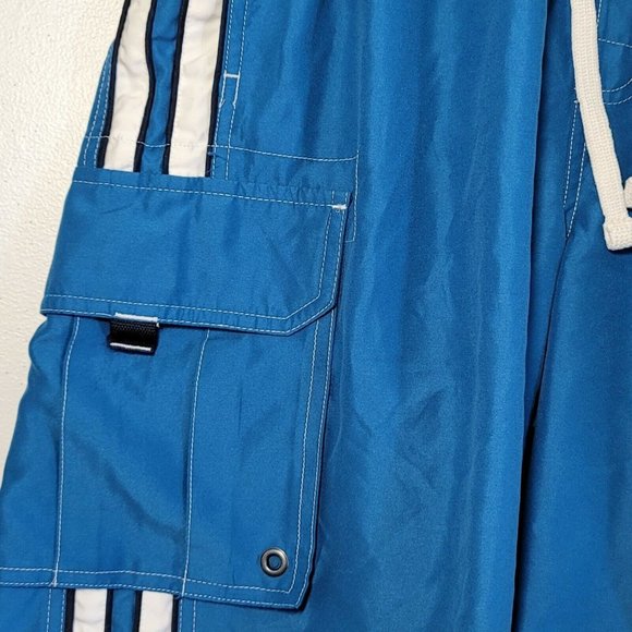 Sonoma Life Style Mens Board Shorts Blue & White Stripes Big Pockets Size Med - Picture 5 of 5